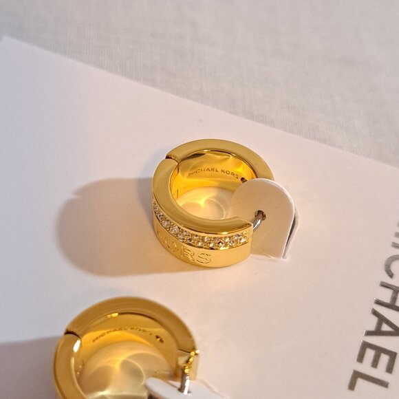 Michael Kors Huggie Gold Rhinestone Earrings NWT - Picture 7 of 8